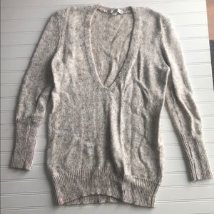 LC Lauren Conrad Light Gray Deep V-Neck Sweater